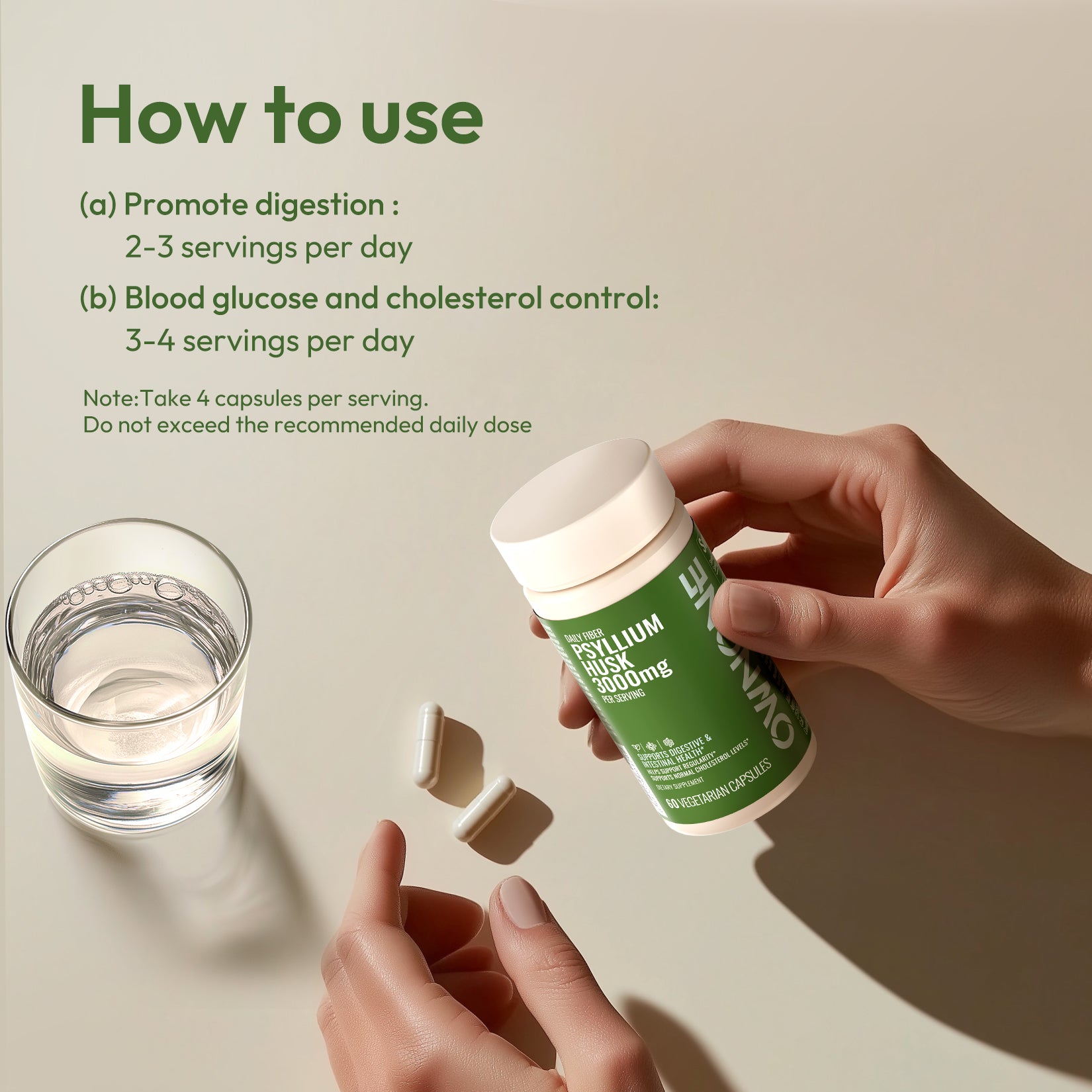 OWNONE Psyllium Husk 3000mg – Natural Fiber for Gut Wellness