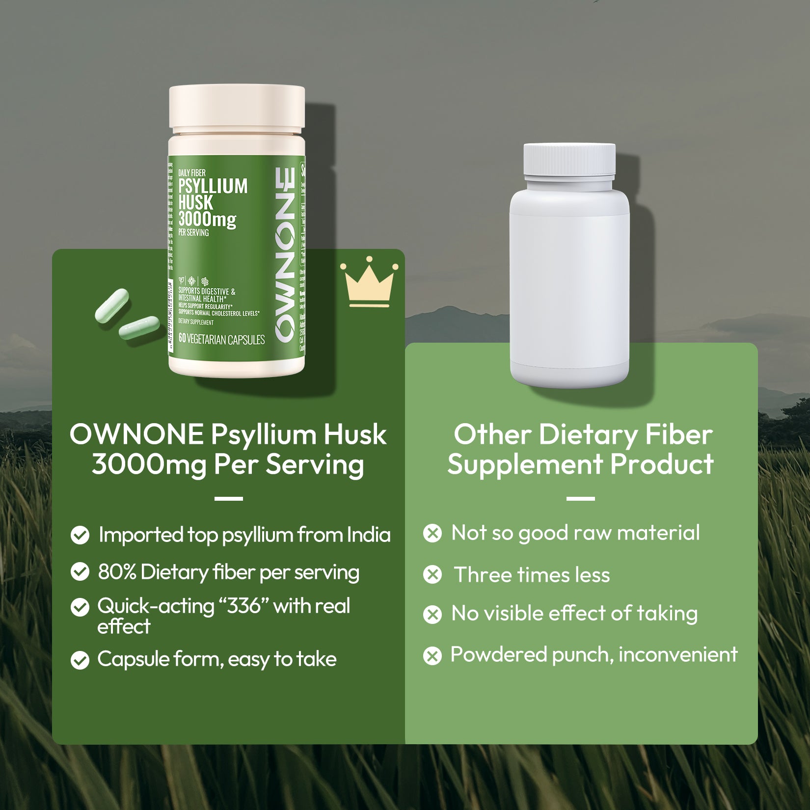 OWNONE Psyllium Husk 3000mg – Natural Fiber for Gut Wellness